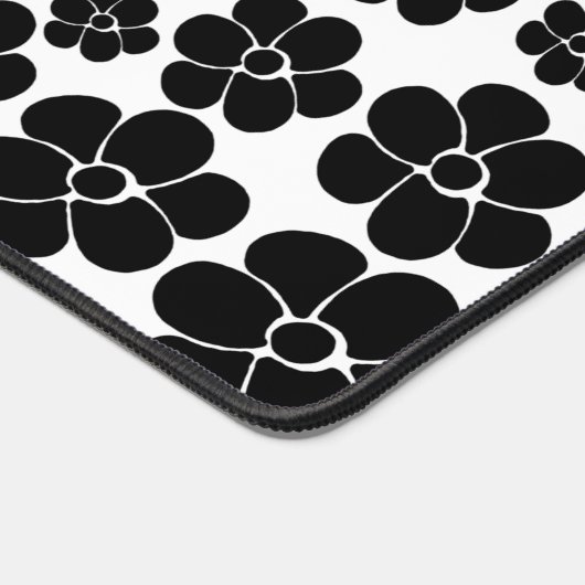 Blume Muster - Schwarz und Weiß Schreibtischunterlage (Ecke)