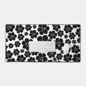 Blume Muster - Schwarz und Weiß Schreibtischunterlage (Tastatur & Maus)