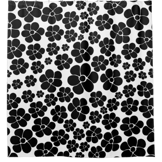 Blume Muster - Schwarzweißkopfkissen Duschvorhang (Vorderseite)