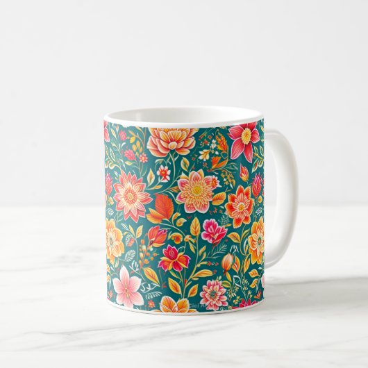 Blume Muster Tasse (VorderseiteRechts)