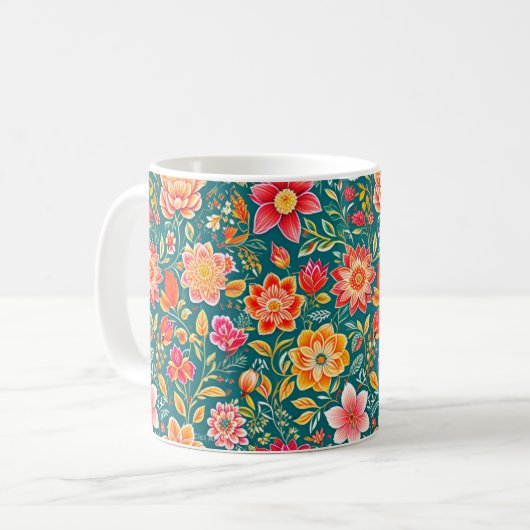 Blume Muster Tasse (Vorderseite Links)