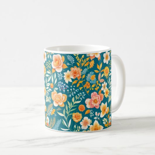 Blume Muster Tasse (VorderseiteRechts)