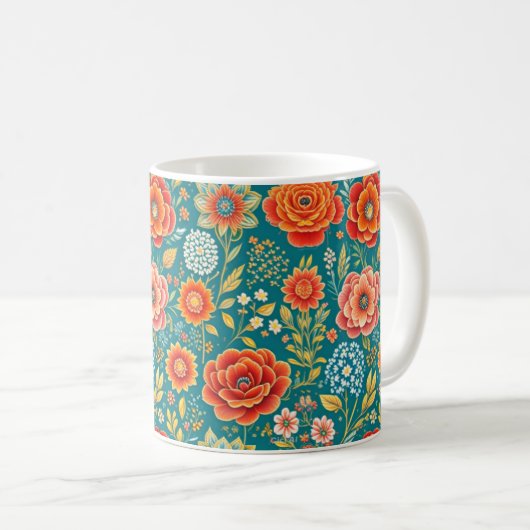 Blume Muster Tasse (VorderseiteRechts)