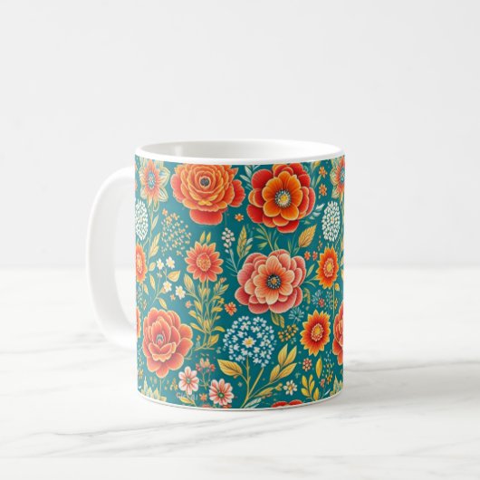Blume Muster Tasse (Vorderseite Links)