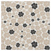 Blume Muster - Taupe, Schwarz und Weiß Stoff (Nahaufnahme)