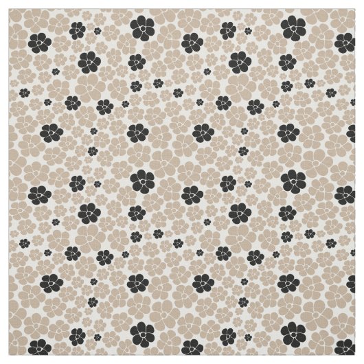 Blume Muster - Taupe, Schwarz und Weiß Stoff (Muster)
