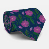 Blume Muster Trauzeuge Navy Blue Floral Liberty Krawatte (Gerollt)