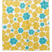 Blume Muster - Türkis und Gelb Duschvorhang (Vorderseite)