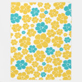Blume Muster - Türkis und Gelb Fleecedecke (Vorderseite)