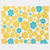 Blume Muster - Türkis und Gelb Fleecedecke (Vorderseite (Horizontal))
