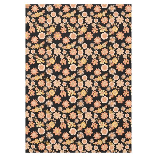 Blume Muster warm Farbe 11.wx4. Black BG Tischdecke (Vorderseite)