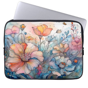 Blume Muster Wasserfarbe Laptopschutzhülle