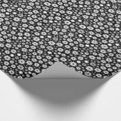 Blume Muster - Weiß auf Schwarz Geschenkpapier (Ecke)