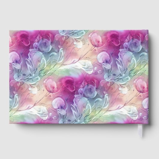 Blume Muster whimsical Sweetpea Aquarellfolie Gästebuch (Rückseite)