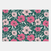 Blume Muster Wrapping Paper Flat Sheet Set 3 Geschenkpapier Set (Vorderseite 2)