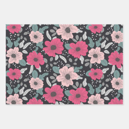Blume Muster Wrapping Paper Flat Sheet Set 3 Geschenkpapier Set
