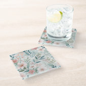 Blume Muster Zeichnend Pastell Glasuntersetzer (Schrägansicht)