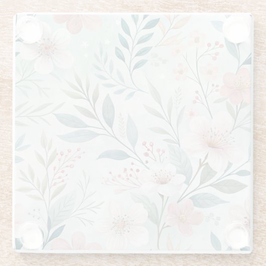 Blume Muster Zeichnend Pastell Glasuntersetzer (Rückseite)