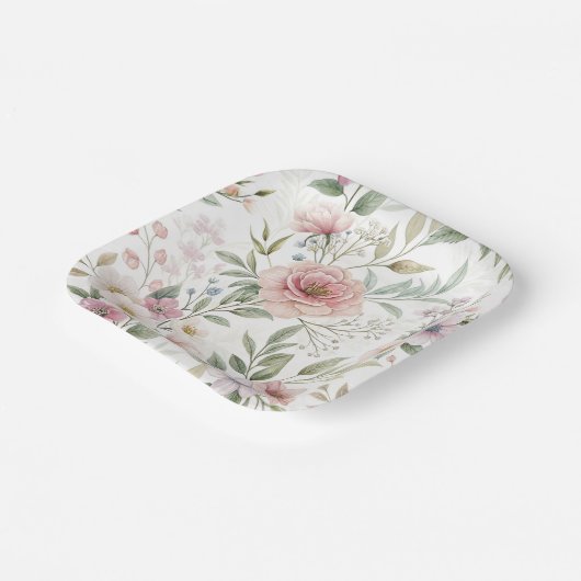 Blume Muster Zeichnend Pastellfarbe Pappteller (Gewinkelt)