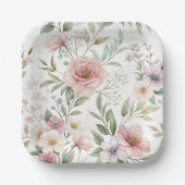 Blume Muster Zeichnend Pastellfarbe Pappteller (Vorderseite)