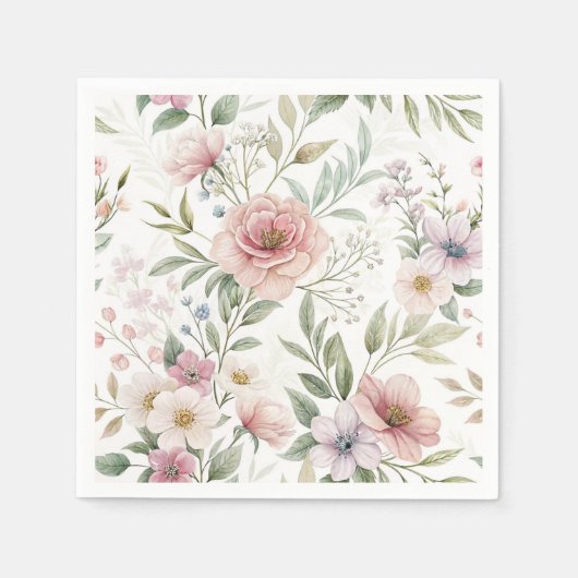 Blume Muster Zeichnend Pastellfarbe Serviette (Vorderseite)