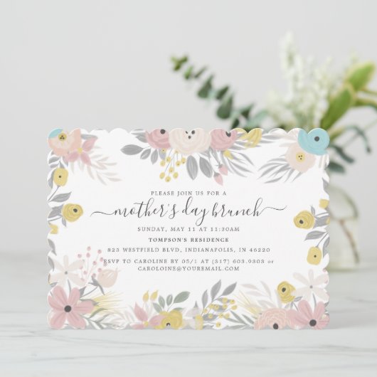 Blume Muttertag Brunch Einladung (Stehend Vorderseite)