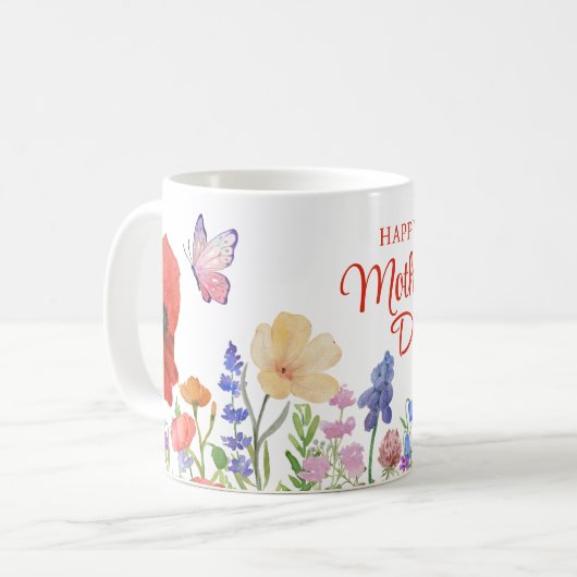 Blume Muttertagskaffee Tasse (Vorderseite Links)