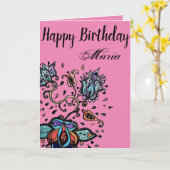 Blume nach Name Happy Birthday Design anpassen Karte (Gelbe Blume)