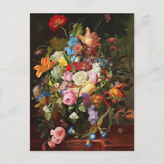 Blume nach wie vor Leben von Rose, Tulpen und Nelk Postkarte (Vorderseite)