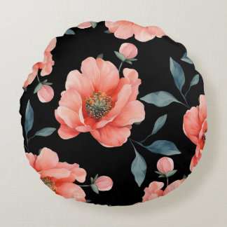 Blume nachts rundes kissen