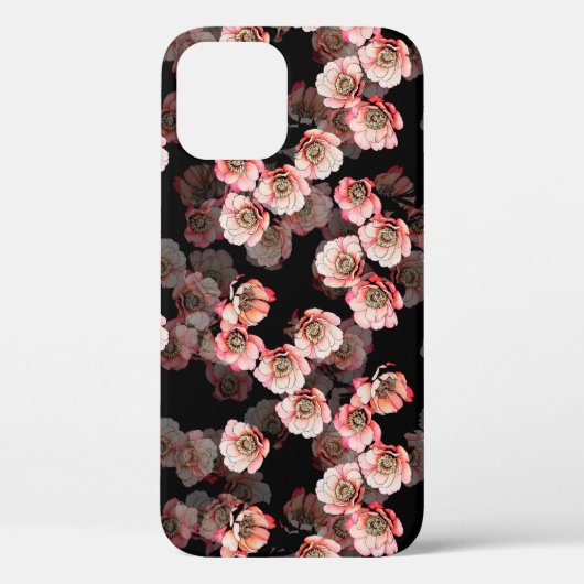 Blume nahtlose Muster Blüte auf schwarz Case-Mate iPhone Hülle (Rückseite)