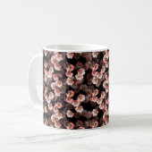 Blume nahtlose Muster Blüte auf schwarz Kaffeetasse (Vorderseite Links)