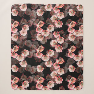 Blume nahtlose Muster Blüte auf schwarz Sherpadecke
