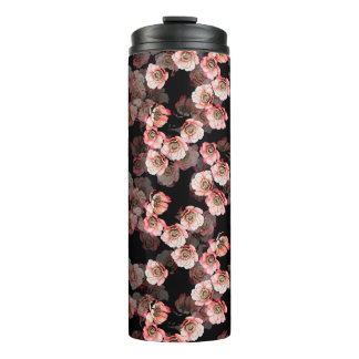 Blume nahtlose Muster Blüte auf schwarz Thermosbecher