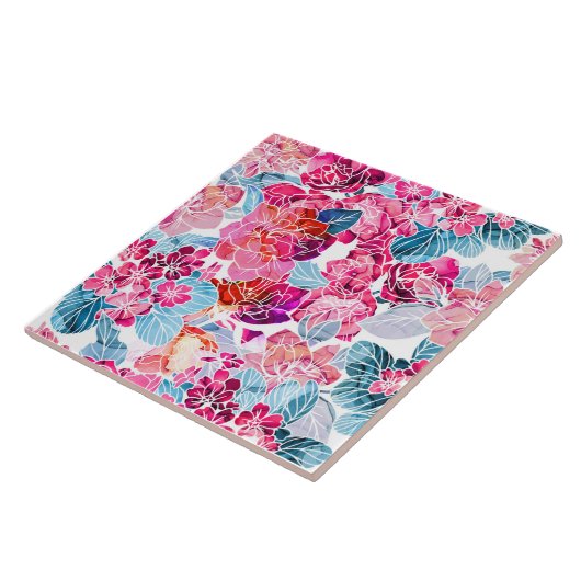 Blume nahtlose Muster Keramik Fliese (Seite)