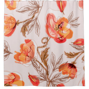 Blume Nahtloses Muster auf Beige Backgr Duschvorhang