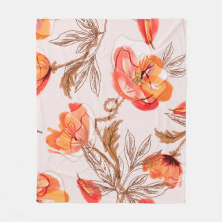 Blume Nahtloses Muster auf Beige Backgr Fleecedecke