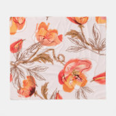 Blume Nahtloses Muster auf Beige Backgr Fleecedecke (Vorderseite (Horizontal))