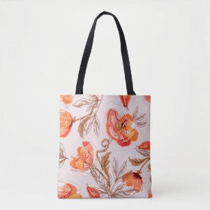 Blume Nahtloses Muster auf Beige Backgr Tasche