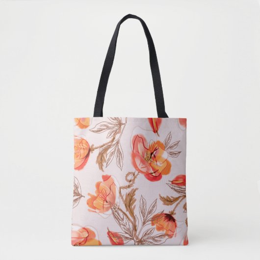 Blume Nahtloses Muster auf Beige Backgr Tasche (Vorderseite)