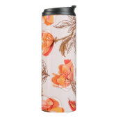 Blume Nahtloses Muster auf Beige Backgr Thermosbecher (Nach links gedreht)