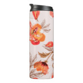 Blume Nahtloses Muster auf Beige Backgr Thermosbecher (Nach rechts gedreht)