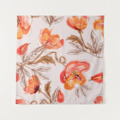 Blume Nahtloses Muster auf Beige Backgr Wandteppich (Vorderseite (Horizontal))