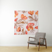 Blume Nahtloses Muster auf Beige Backgr Wandteppich (Beispiel (Horizontal))
