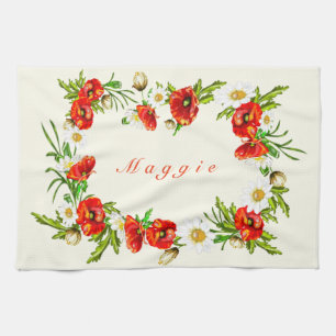 Blume + Name hinzufügen / Text / Farbe Geschirrtuch