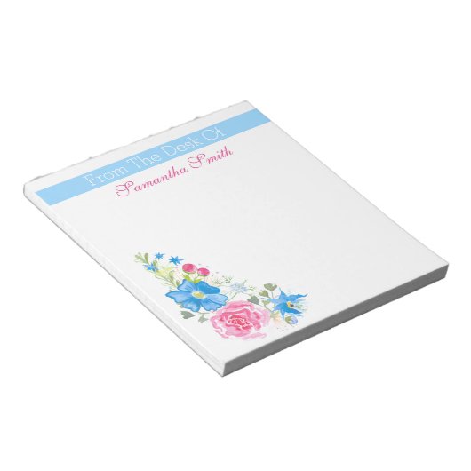 Blume | Name personalisieren Notizblock (angewinkelt)