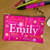 Blume-Namensmuster rosa, gelbe Farbstift oder Zubehörtasche