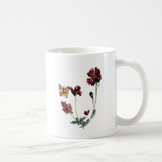 Blume Natur Art Butterfly Mohn Kaffeetasse (Rechts)