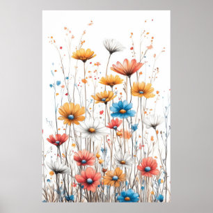 Blume Natur Illustration Pastellfarbe Zeichnend Poster