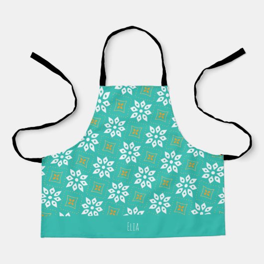 Blume Navy Orange Minimal Muster Schürze (Vorderseite)